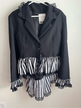 Steampunk Corset Bustle Jacket/Costume Lace Ruffled Trim